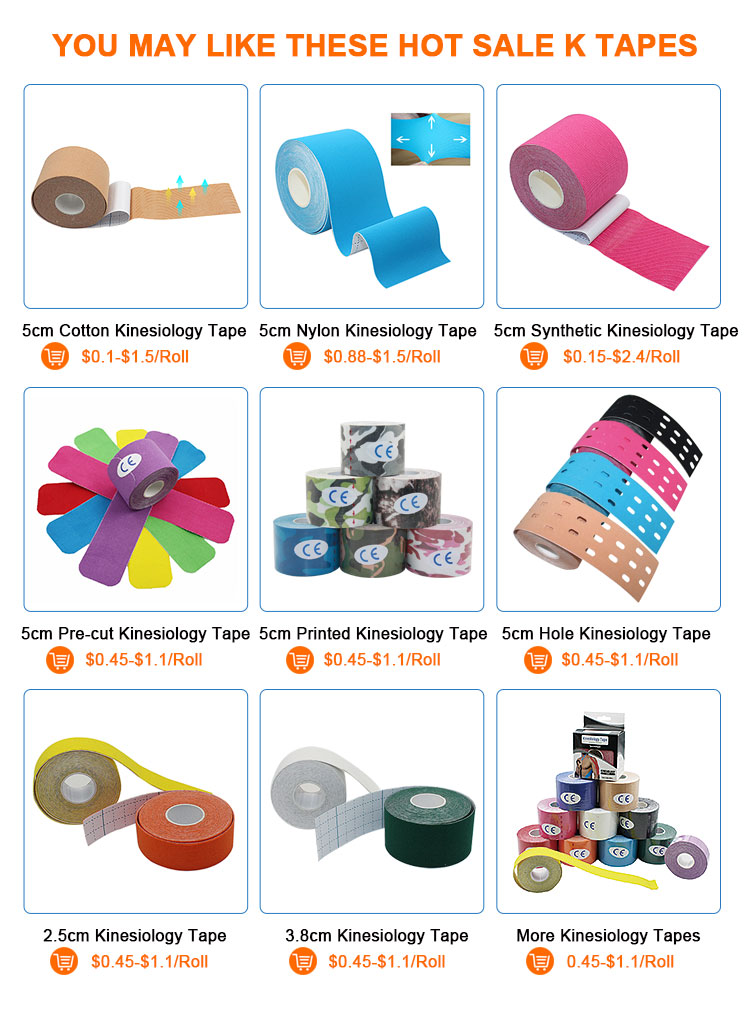 Wholesale CE Logo Printed Custom Medical Athletic K Tape Kinesiotape Tex Sports Kinesiology Tape Cotton  China ,Factory,Manufacturer,Supplier,Wholesaler,Wholesale prices-CAREPROHEALTH- Kinesiology tape, elastic adhesive bandages,Would dressing,Cross Tape,Sports Rigid Tape,Elastic Adhesive Bandage,Stretched Bandage,Cohesive bandage,Underwrap Foam,Ice Hockey Tape,Band aid,Cotton Sports Tape Rayon Sports Tape,Hockey Tape,Finger Tape,PU Tape,PE Tape,Silk Tape,Paper Tape,Heel tape,Wound Dressing, Silicone Patches ( Remove Scar ),Dexcom Patches,Blister band aid,Acne Patches,Toenail Sticker,Mouth Tape,Nipple Covers,Boob Lift Tape,Face Lift Tape,Customized Patches,Assorted Band Aid,Blue Metal Detectabled Band Ai,Different Shape Band Aid,Cartoon Band Aid,Transparent Band Aid,Fabric Band Aid,Waterproof Band Aid,Nitrile Gloves,Anti-virus Gloves,Pl Surgical Gloves,Latex Surgical Gloves,Male Condoms,Female Condoms