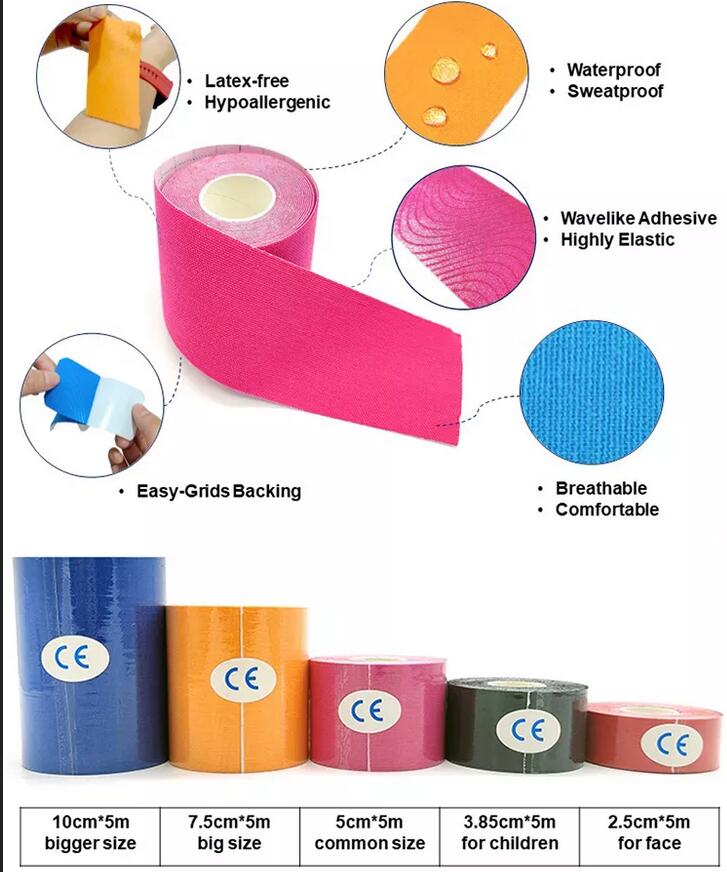 What are the ingredients in kinesiology tape? kinesiology tape 5x5m-CAREPROHEALTH- Kinesiology tape, elastic adhesive bandages,Would dressing,Cross Tape,Sports Rigid Tape,Elastic Adhesive Bandage,Stretched Bandage,Cohesive bandage,Underwrap Foam,Ice Hockey Tape,Band aid,Cotton Sports Tape Rayon Sports Tape,Hockey Tape,Finger Tape,PU Tape,PE Tape,Silk Tape,Paper Tape,Heel tape,Wound Dressing, Silicone Patches ( Remove Scar ),Dexcom Patches,Blister band aid,Acne Patches,Toenail Sticker,Mouth Tape,Nipple Covers,Boob Lift Tape,Face Lift Tape,Customized Patches,Assorted Band Aid,Blue Metal Detectabled Band Ai,Different Shape Band Aid,Cartoon Band Aid,Transparent Band Aid,Fabric Band Aid,Waterproof Band Aid,Nitrile Gloves,Anti-virus Gloves,Pl Surgical Gloves,Latex Surgical Gloves,Male Condoms,Female Condoms